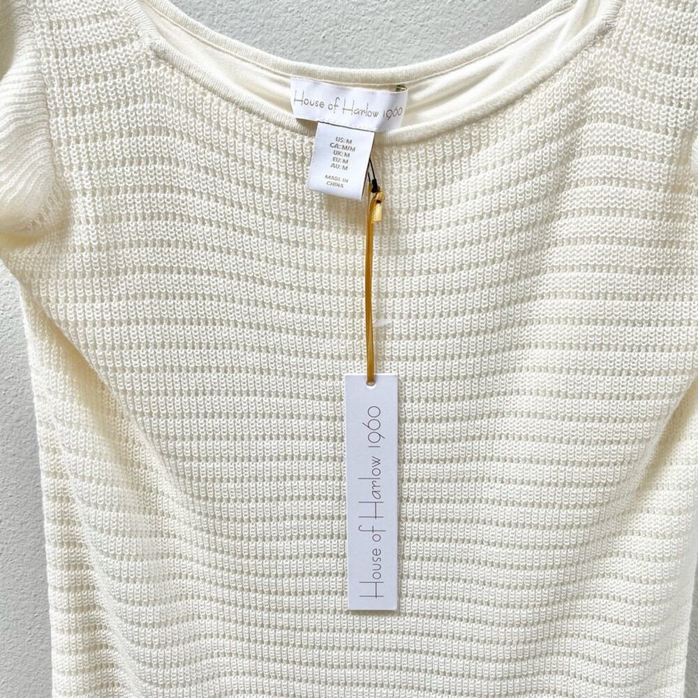 House of Harlow 1960 Knit Crochet Mini Ruffle Dress in Ivory Women's Medium $169 - Picture 7 of 13